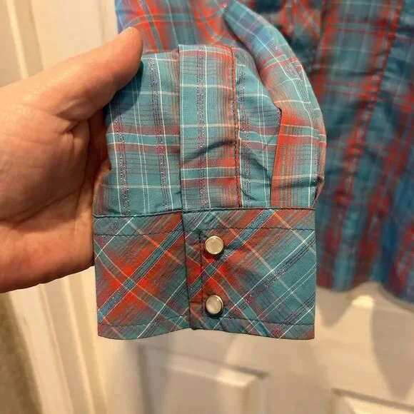 Cowgirl Legend‎ Western Women Shirt Plaid Pearl Snap Sz XL Metallic Rodeo - Picture 5 of 7